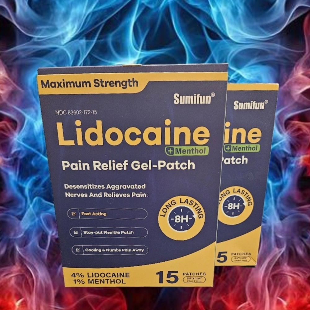 30 patches SUMIFUN Lidocaine + Menthol Pain Relief Gel-Patch. MAX STRENGH.